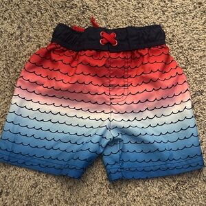 Cat & Jack Red to Blue Ombre Swim Trunks with Navy Waistband